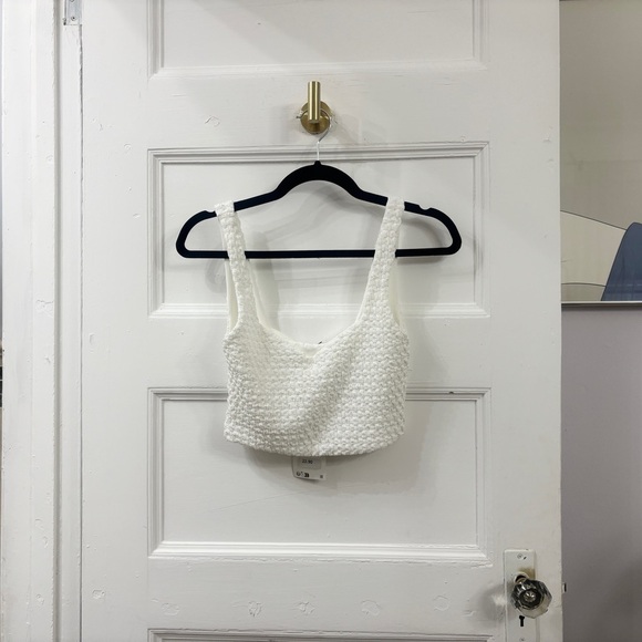 NWT ZARA White Textured Strapless Cropped Sweetheart Neckline Tank Top - Small - Picture 14 of 16